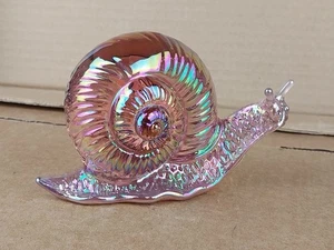 Vintage Fenton Kunst Glas irisierende Karneval Schnecke Figur selten Madras rosa - Bild 1 von 11