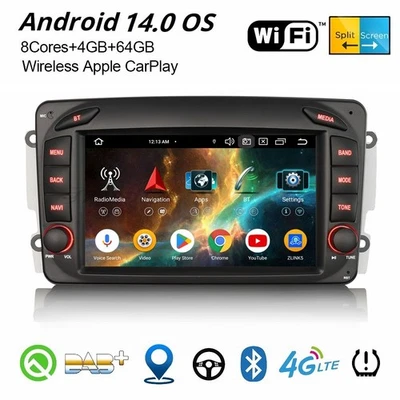 Android 14 DAB+ Autoradio CarPlay 64GB Navi Mercedes C/CLK/G/A Klasse W209 Viano - Bild 1 von 4