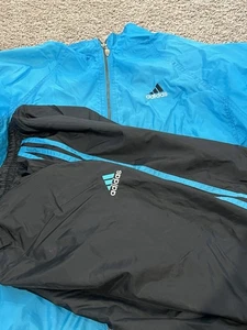 VTG Adidas Windbreaker Jacket & Pants Adult Medium Full Zip 3 Stripe - Picture 1 of 23