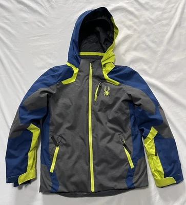 Spyder Boys Size 10 Jacket Ski Coat Winter Blue Snowboard With Hood - Image 1 of 4