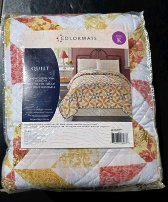 Vintage Y2k Sears Colormate Hand Pieced  Quilt King Foto 1 de 4
