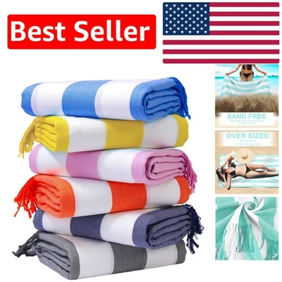 Pack de 6 toallas de playa turcas - extra grandes, ligeras, multi rayas rojas calientes Foto 1 de 4