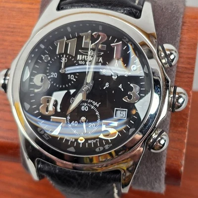 Invicta 2141 Lupah Dragon Luxury Chronograph Black Ostrich Leather Mens Watch - Image 1 of 4