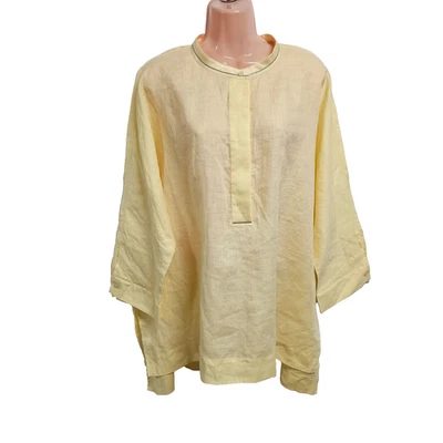 Lafayette 148 NY Casual Boxy Top Blouse Shirt Women Size XXL Butter 100% Linen - Image 1 of 4