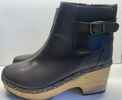 Free People Crosby Zueco Botas de Cuero Espresso 41 EU 10 EE. UU. Hebilla Cremallera Tachuelas Foto 1 de 4