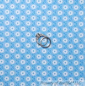 BonEful Fabric FQ Cotton Quilt Blue White Flower Tiny Calico Leaf Stripe Blender - Picture 1 of 8