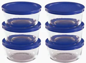 Pyrex Storage 2 tazas de plato redondo, transparente con tapa azul, 12 piezas - Imagen 1 de 1