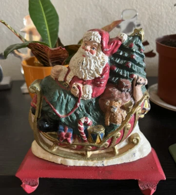 Midwest Cannon Falls铸铁圣诞节圣诞老人Sliegh长袜衣架支架 — 第 1/4 张图片