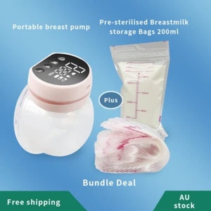 Breast Pump Portable Electric plus 30 breast milk storage bags - Picture 1 of 11