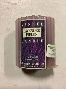 New Still Sealed Yankee Candle Lavender Fields Ribbed Pillar Candle 3"x3" - Picture 1 of 3