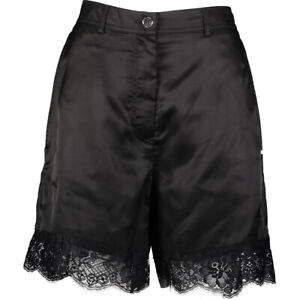 MAISON MARTIN MARGIELA MM6 Black Satin Lace Trim Tailored Shorts Size 46 - NEW