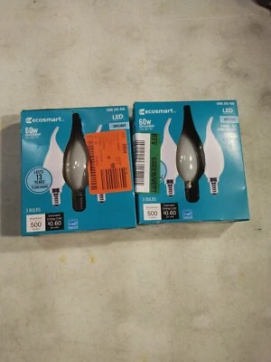ecosmart 60W Repacement Bulbs LED Daylight B11 Brightness 500 3 bulbs NEW!!2 pck - Image 1 of 4