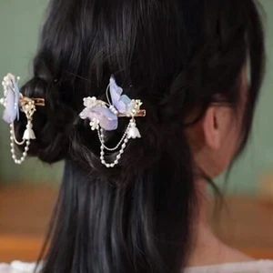 Chinesischer Stil Schmetterling Quaste Haarklammer Schritt schütteln Haarnadel Mädchen Hanfu Kopfbedeckung - Bild 1 von 8