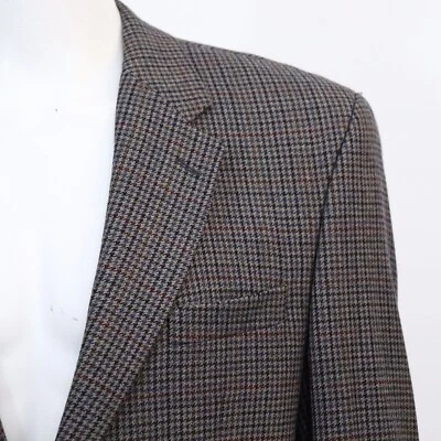 Blazer Chaps Para Hombre 44r Marrón Lana de Cordero Pata de Gallo 2 Botones Abrigo Deportivo Foto 1 de 4