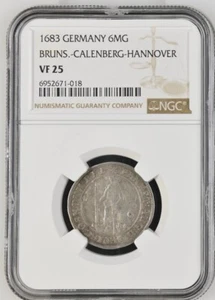 1683 German States Brunswick Lunenberg. 1/6 Taler 6 MG. NGC VF 25 - Picture 1 of 2
