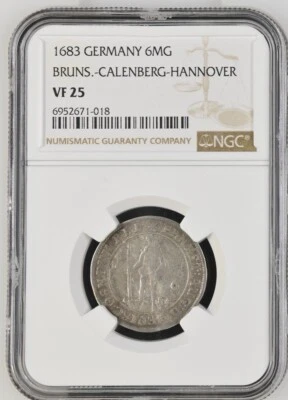 1683 German States Brunswick Lunenberg. 1/6 Taler 6 MG. NGC VF 25 - Image 1 of 2