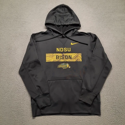 Nike NDSU Bison Mens Hoodie Size Medium Grey Sweatshirt Sweater Pocket Adult Cover