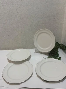 New 4 Mikasa Antique white Platinum porcelain 8.5" Salad Plates G14 - Picture 1 of 7