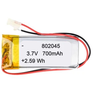 Batterie Lithium Polymer LiPo Akku - 3.7V 700mAh - 45 x 20 x 8mm 802045 - Bild 1 von 3
