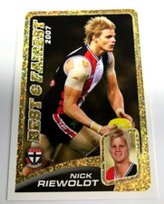 2008 HERALD SUN AFL CARD BEST AND FAIREST CARD BF13 NICK RIEWOLDT-ST. KILDA