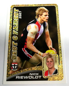 2008 HERALD SUN AFL CARD BEST AND FAIREST CARD BF13 NICK RIEWOLDT-ST. KILDA