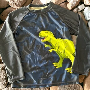 Sunshine Swing Unisex Rash Guard Long Sleeve Dinosaur Blue Camo Green Size 10 - Picture 1 of 7