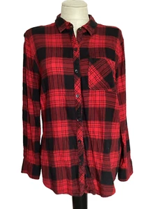 BEACH LUNCH LOUNGE Red and Black Plaid Flannel Shirt Sz M - Picture 1 of 7