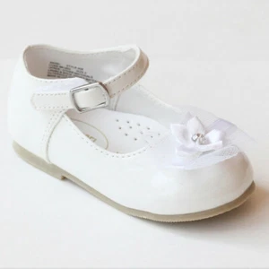 Angel Baby Girls Patent White Special Occasion Dress Mary Janes - Picture 1 of 1