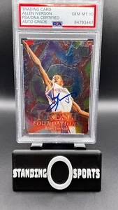 1996-97 Fleer Metal Fresh Foundations Allen Iverson RC ON-CARDA UTO PSA 10 GEMMT - Picture 1 of 3