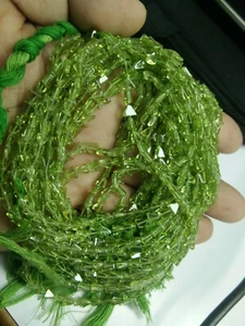 3 Strand Lot Peridot Triangle Smooth Beads 5mm | 13" Strands | Gemstone Beads - Picture 1 of 3