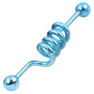 1x Surgical Steel Twisted Industrial Barbell Helix Conch Cartilage Earrings 14G - Image 1 of 4