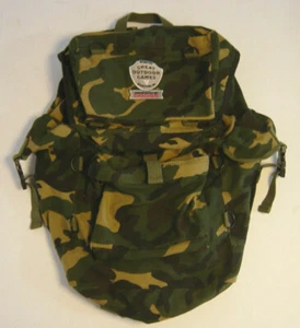 ESPN Dodge Great Outdoors Games V Camouflage Backpack Green Brown Cloth Vtg Camo - Picture 1 of 7