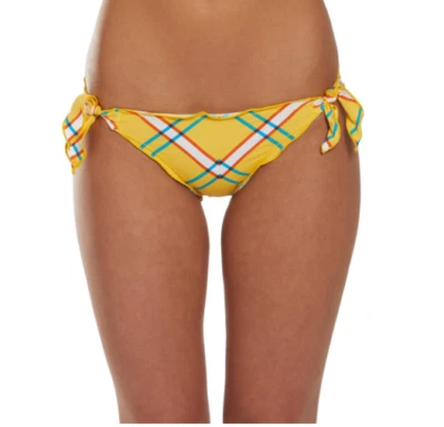 Hobie Check It Out Ruffle Tie Side Hipster Bikini Yellow Multi Size XL 8048 - Image 1 of 2