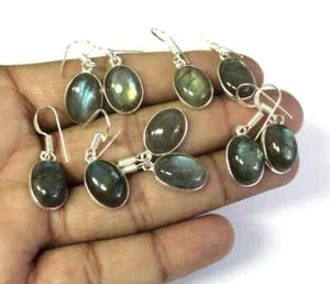 Pendientes de labradorita de alta calidad, pendientes de plata de ley 925, joyas de piedras preciosas ~ - Imagen 1 de 4