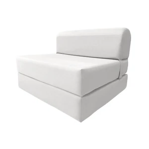 White Sleeper Chair Folding Foam Bed, Foldable Sleepover Beds 6 x 36 x 70 - Picture 1 of 6