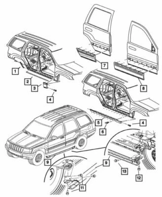 Aplique de puerta delantera derecha genuino Mopar 2001-2004 Jeep Grand Cherokee 5015770AB Foto 1 de 4