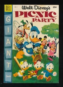 Disneyana-Comics-DELL GIANT-Walt Disney Picnic Party 6 - July 1955-Carl Barks - Picture 1 of 2