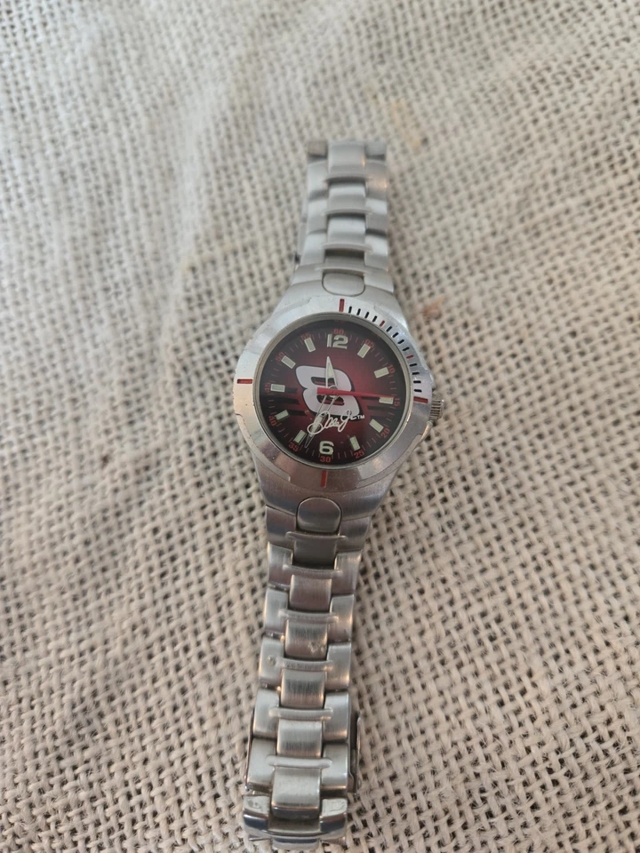 Reloj Dale Earnhardt Jr. 8 Nascar Unisex 29mm Negro Tono Plata Batería Nueva 7" Foto 1 de 1