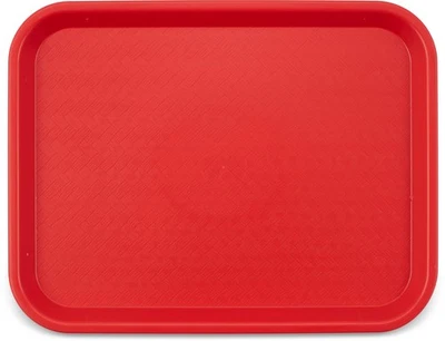 10x14 Inch Red Standard Cafeteria Fast Food Tray for Restaurant Lunch - Image 1 of 4