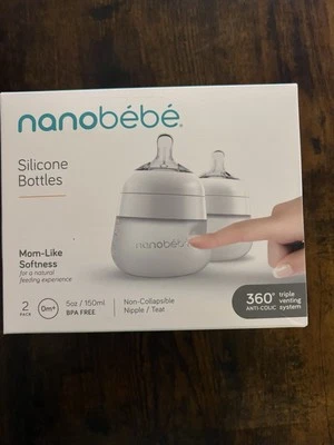 Nanobebe 360 degree Anti-Colic Flexy Silicone Baby Bottles Vented Pack of 2-5oz - Image 1 of 2