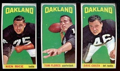 1965 TOPPS Oakland Raiders - 3 SHORT PRINTS #s 135, 139 HOFer TOM FLORES, 148 - Image 1 of 2