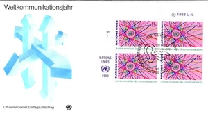 Vintage FDC United Nations Geneva Postmark Scott #113 World Communications Year - Picture 1 of 2