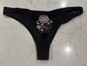 H&M Tanga Höschen schwarz Stickerei Blumen Größe M - Bild 1 von 5