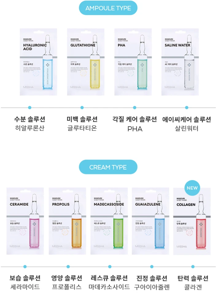 Máscara de hoja de máscara MISSHA 28 ml x 5ea (9 tipos) Foto 1 de 1