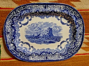 RARO PIATTO SM 1847 COPELAND BLUE Staffordshire 🔥 BELEM TOWER CASTELLO PORTOGALLO - Foto 1 di 11