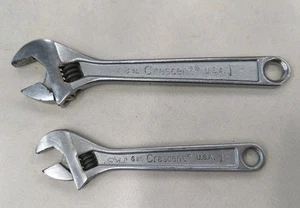 Lot of 2 Crescent Crestoloy Adjustable Wrenches 8" and 6" MADE IN THE USA - Picture 1 of 15