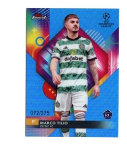 2023-24 Topps Finest UEFA Marco Tilio RC Sky Blue Refractor #072/275 - Picture 1 of 2