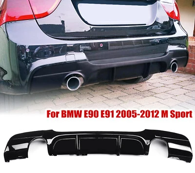 Für BMW E90 E91 M-Paket 335i Schwarz Glänz 05-12 Heckansatz Heckspoiler Diffusor - Bild 1 von 4