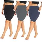  3 Pack Plus Size 8" Biker Shorts with Pockets 4X-Large Black/Grey/Navy Blue