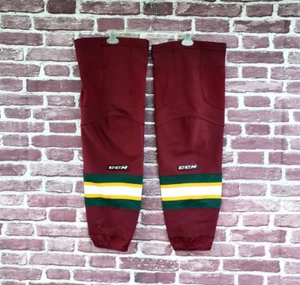 🔥 Quad City Mallards Game Worn CCM Burgundy Hockey Socks ECHL Large L - Picture 1 of 6